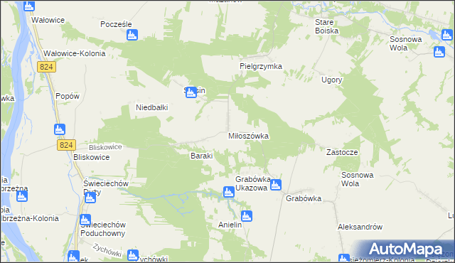 mapa Miłoszówka, Miłoszówka na mapie Targeo