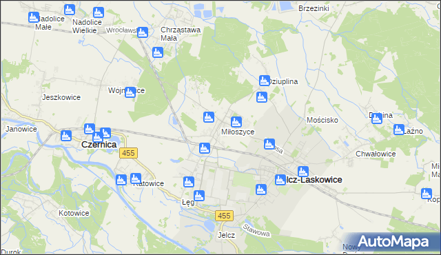 mapa Miłoszyce, Miłoszyce na mapie Targeo