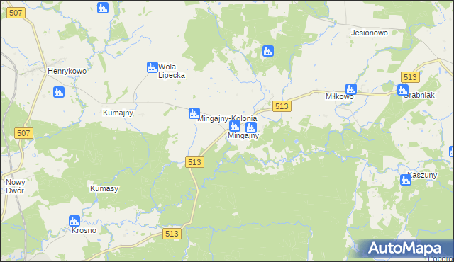 mapa Mingajny, Mingajny na mapie Targeo
