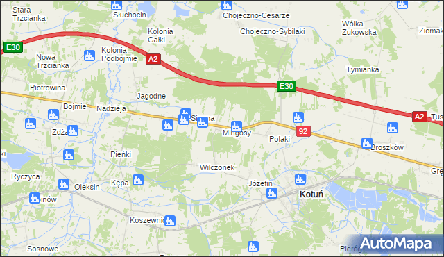 mapa Mingosy, Mingosy na mapie Targeo