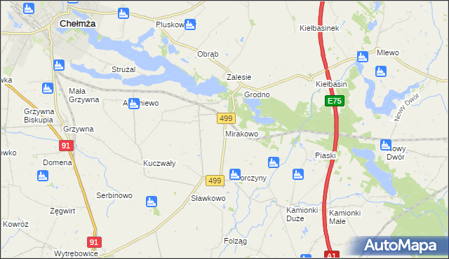 mapa Mirakowo, Mirakowo na mapie Targeo