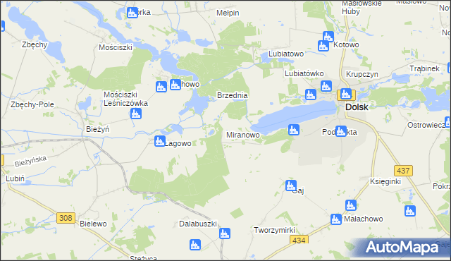mapa Miranowo, Miranowo na mapie Targeo