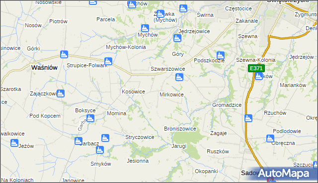 mapa Mirkowice gmina Bodzechów, Mirkowice gmina Bodzechów na mapie Targeo
