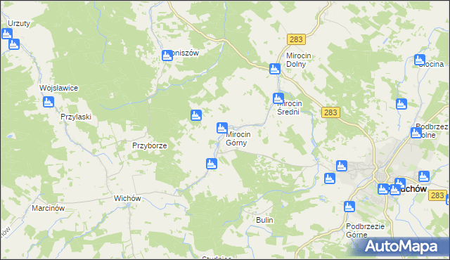 mapa Mirocin Górny, Mirocin Górny na mapie Targeo