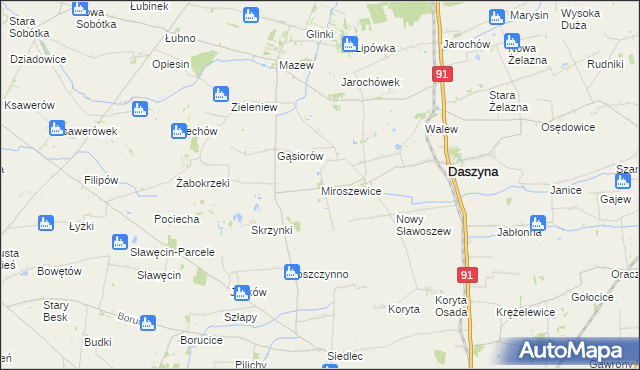 mapa Miroszewice, Miroszewice na mapie Targeo