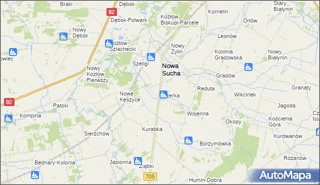 mapa Mizerka gmina Nowa Sucha, Mizerka gmina Nowa Sucha na mapie Targeo