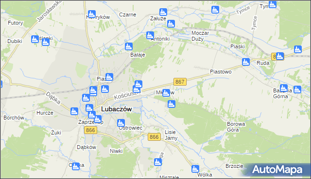 mapa Młodów gmina Lubaczów, Młodów gmina Lubaczów na mapie Targeo