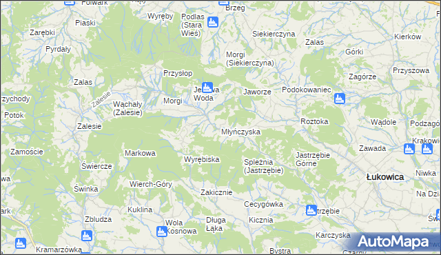 mapa Młyńczyska, Młyńczyska na mapie Targeo