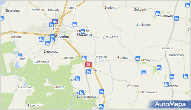 mapa Młynice, Młynice na mapie Targeo