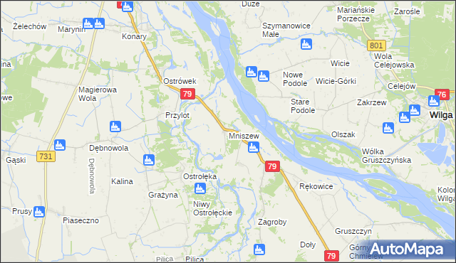 mapa Mniszew gmina Magnuszew, Mniszew gmina Magnuszew na mapie Targeo