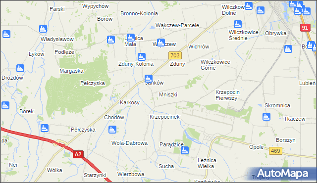 mapa Mniszki gmina Łęczyca, Mniszki gmina Łęczyca na mapie Targeo