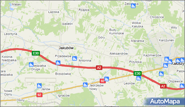 mapa Moczydła gmina Jakubów, Moczydła gmina Jakubów na mapie Targeo