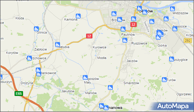 mapa Modła gmina Jerzmanowa, Modła gmina Jerzmanowa na mapie Targeo