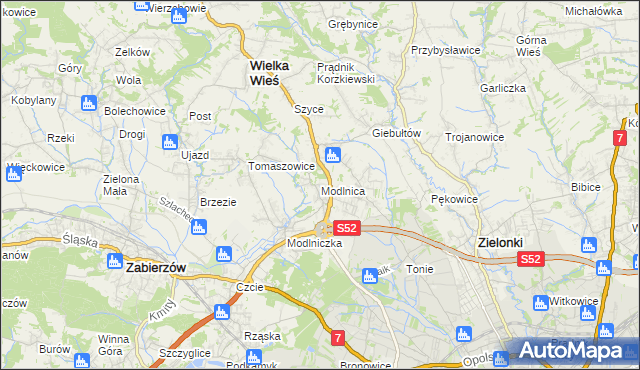 mapa Modlnica, Modlnica na mapie Targeo