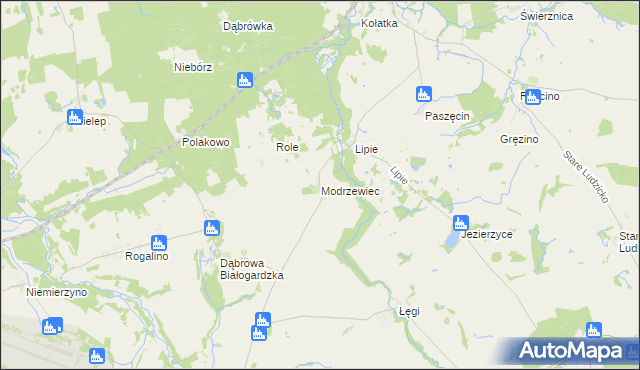 mapa Modrzewiec, Modrzewiec na mapie Targeo