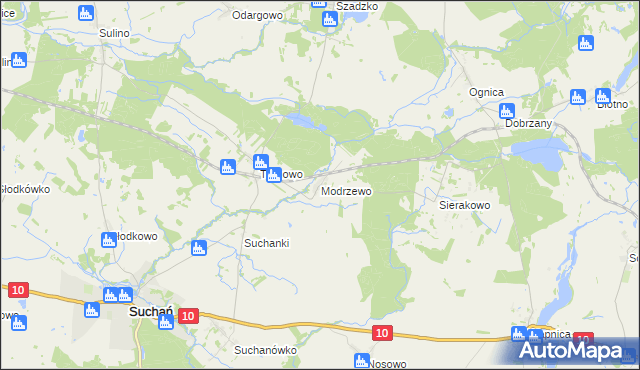 mapa Modrzewo, Modrzewo na mapie Targeo
