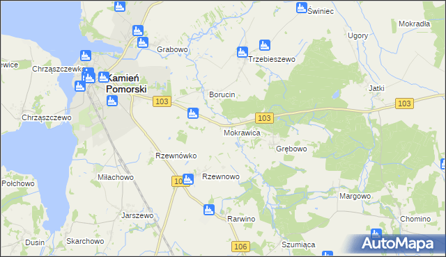 mapa Mokrawica, Mokrawica na mapie Targeo