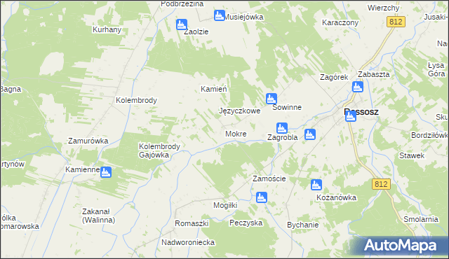 mapa Mokre gmina Rossosz, Mokre gmina Rossosz na mapie Targeo