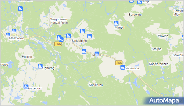 mapa Mokre gmina Sianów, Mokre gmina Sianów na mapie Targeo