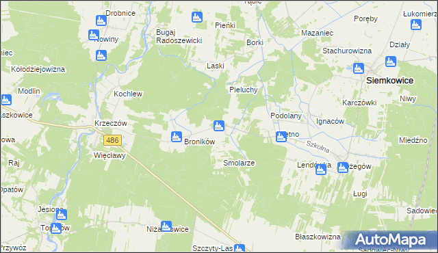 mapa Mokre gmina Siemkowice, Mokre gmina Siemkowice na mapie Targeo
