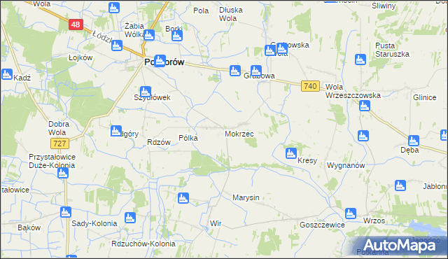 mapa Mokrzec gmina Potworów, Mokrzec gmina Potworów na mapie Targeo
