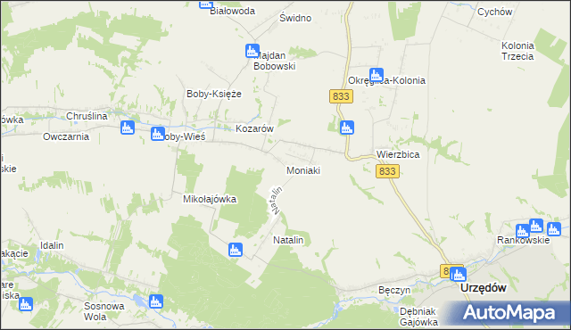 mapa Moniaki, Moniaki na mapie Targeo