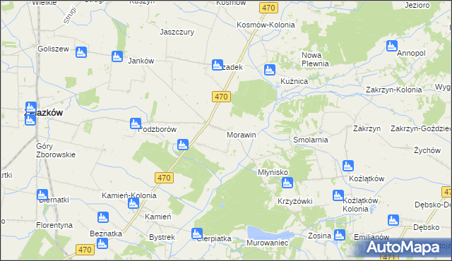 mapa Morawin gmina Ceków-Kolonia, Morawin gmina Ceków-Kolonia na mapie Targeo