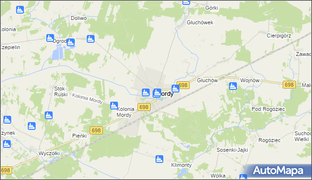 mapa Mordy, Mordy na mapie Targeo