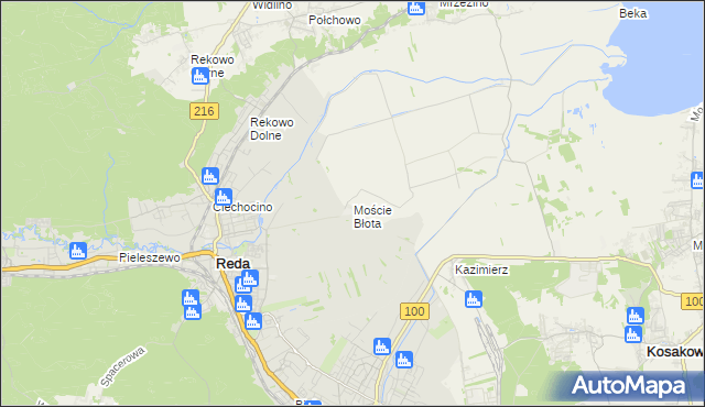 mapa Moście Błota, Moście Błota na mapie Targeo