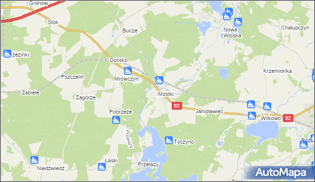 mapa Mostki gmina Lubrza, Mostki gmina Lubrza na mapie Targeo