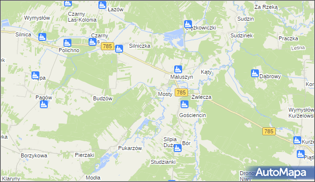 mapa Mosty gmina Żytno, Mosty gmina Żytno na mapie Targeo