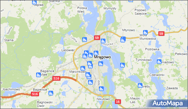 mapa Mrągowo, Mrągowo na mapie Targeo