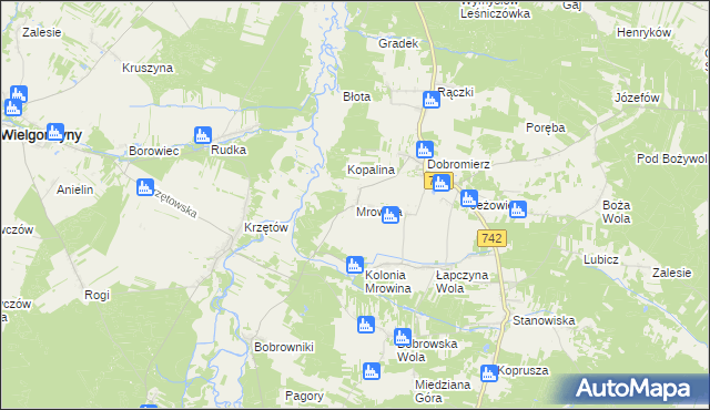 mapa Mrowina, Mrowina na mapie Targeo