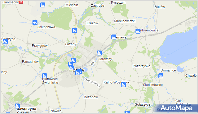 mapa Mrowiny gmina Żarów, Mrowiny gmina Żarów na mapie Targeo