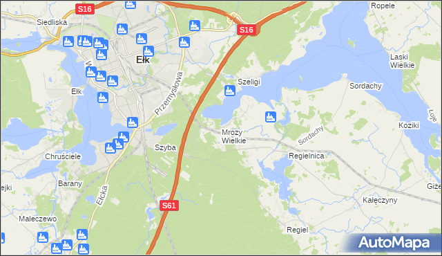 mapa Mrozy Wielkie, Mrozy Wielkie na mapie Targeo