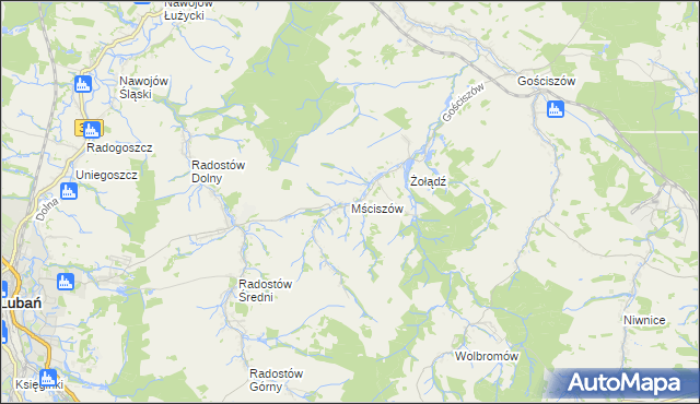 mapa Mściszów, Mściszów na mapie Targeo