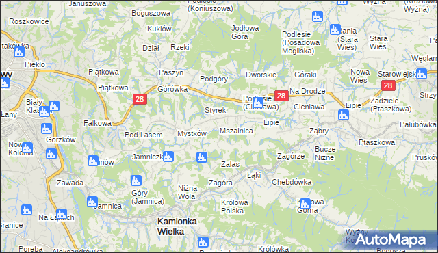mapa Mszalnica, Mszalnica na mapie Targeo
