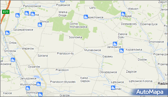mapa Muniakowice, Muniakowice na mapie Targeo