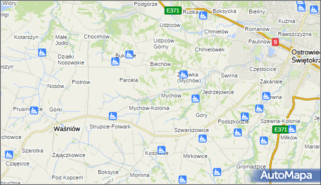 mapa Mychów, Mychów na mapie Targeo