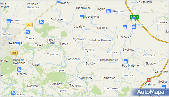 mapa Mydłów, Mydłów na mapie Targeo