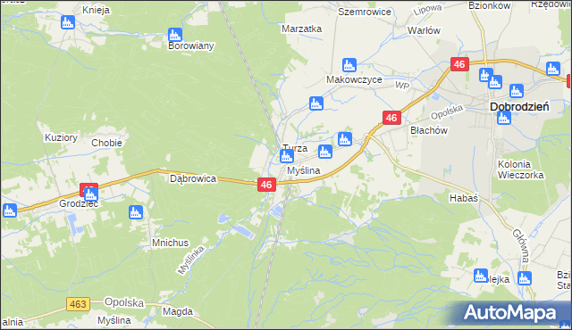 mapa Myślina, Myślina na mapie Targeo