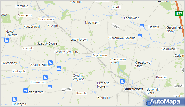 mapa Mystkowo, Mystkowo na mapie Targeo