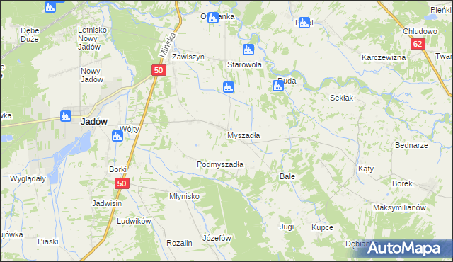 mapa Myszadła, Myszadła na mapie Targeo