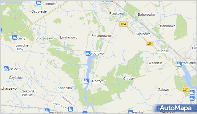 mapa Myszkowo gmina Szamotuły, Myszkowo gmina Szamotuły na mapie Targeo