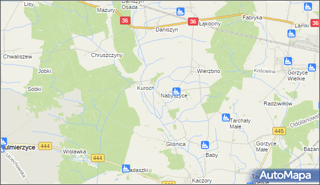 mapa Nabyszyce, Nabyszyce na mapie Targeo