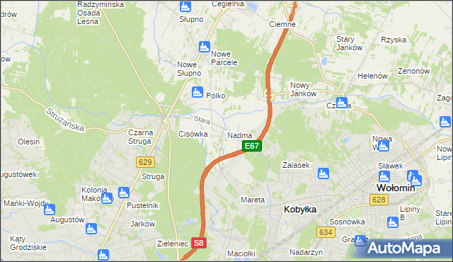 mapa Nadma, Nadma na mapie Targeo