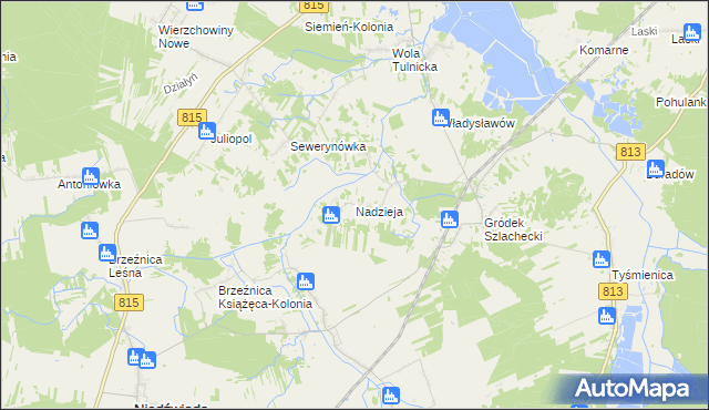 mapa Nadzieja gmina Siemień, Nadzieja gmina Siemień na mapie Targeo