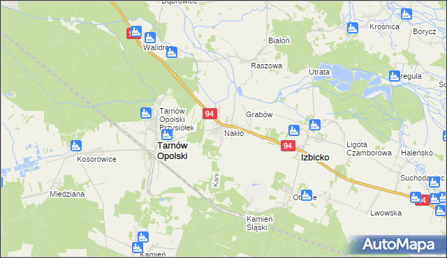 mapa Nakło gmina Tarnów Opolski, Nakło gmina Tarnów Opolski na mapie Targeo