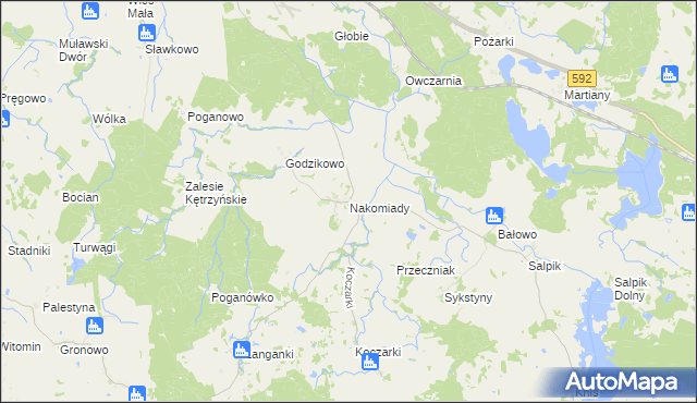 mapa Nakomiady, Nakomiady na mapie Targeo