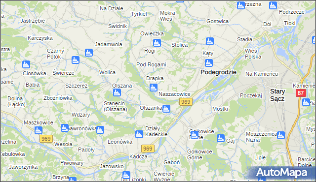 mapa Naszacowice, Naszacowice na mapie Targeo